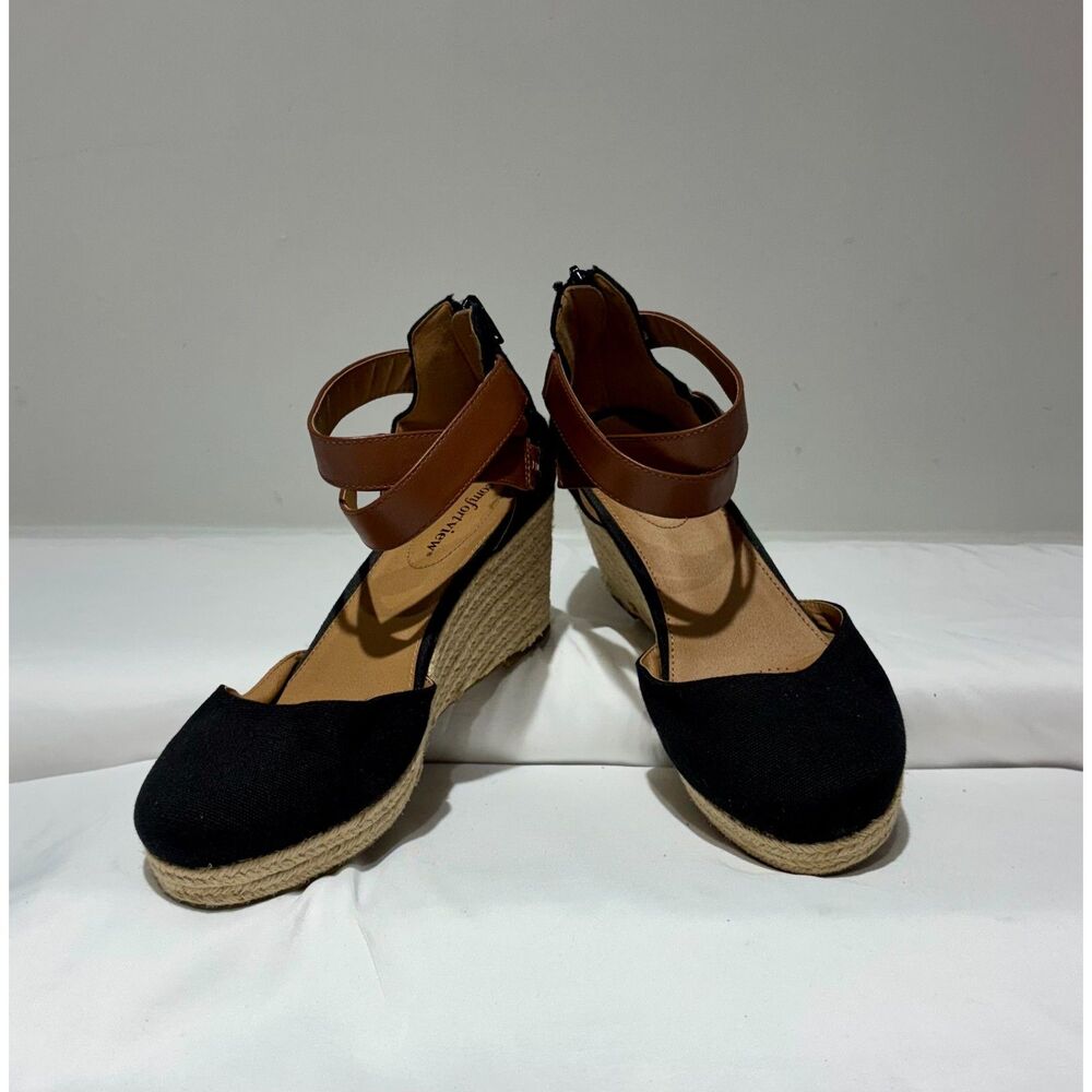 Comfort View Espadrille Wedge Sandals  Size 8.5 Wide